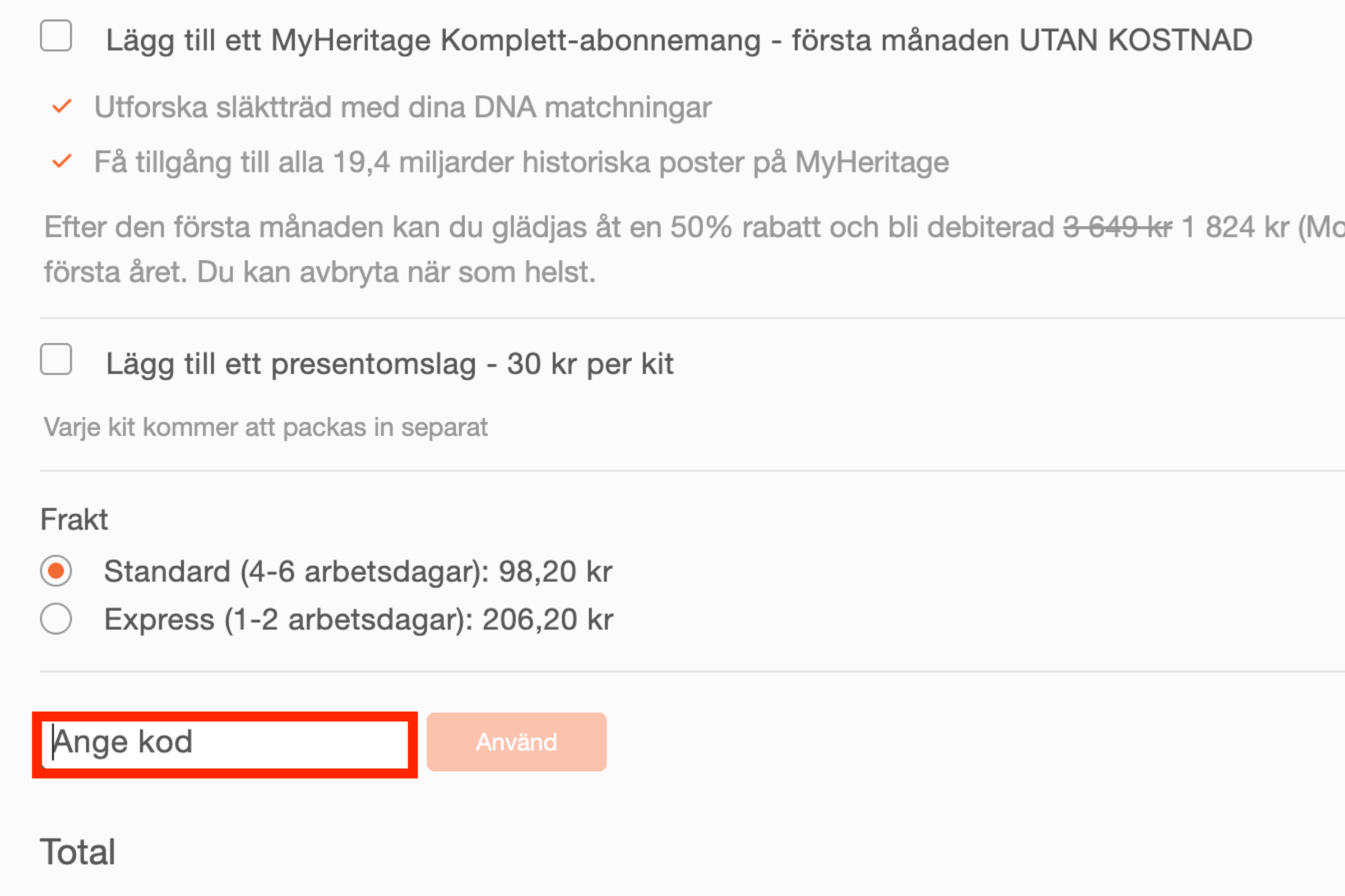 MyHeritage rabattkod