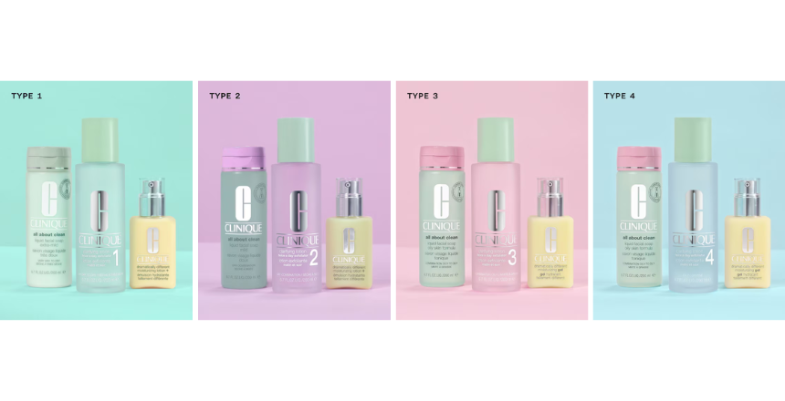 Cliniques 3-stegssystem hudtyp 1, 2, 3 och 4